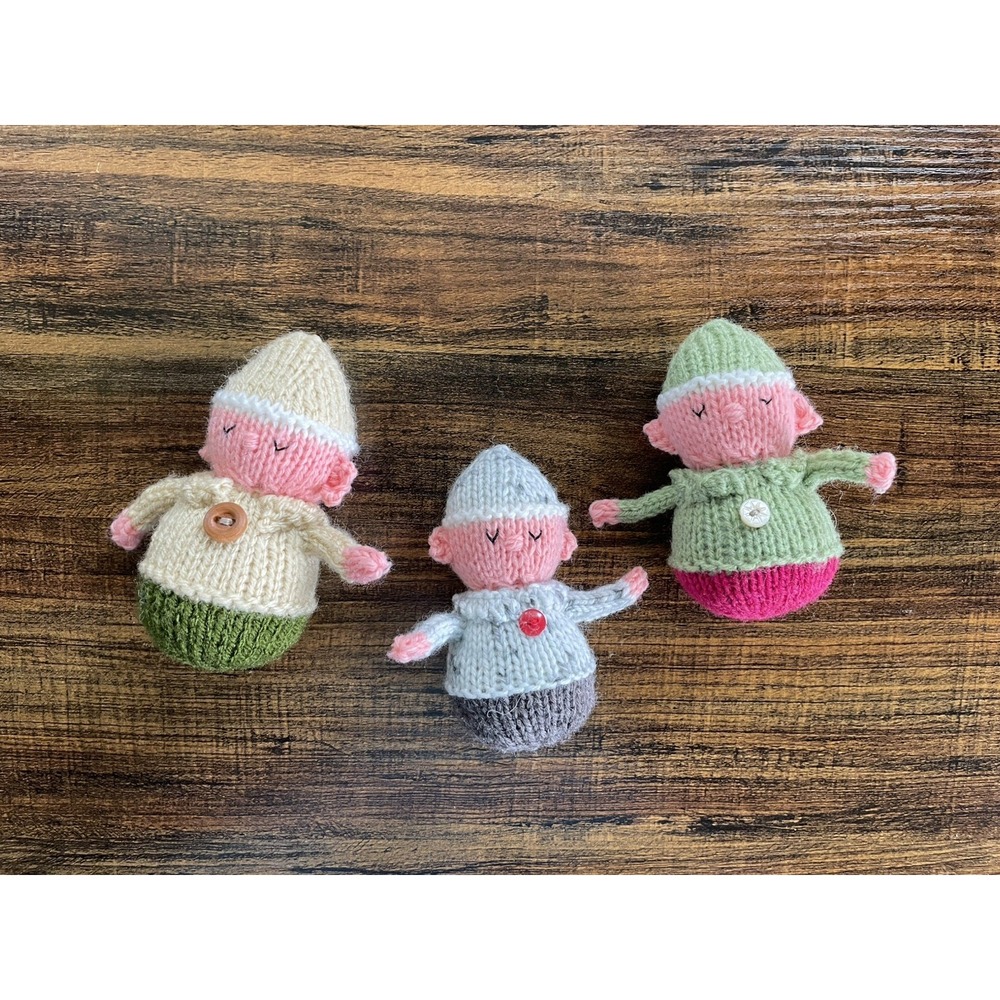 Handmade Pixies Set of 3 Knitted Dolls Christmas Decor Elf Festive Gift Toys